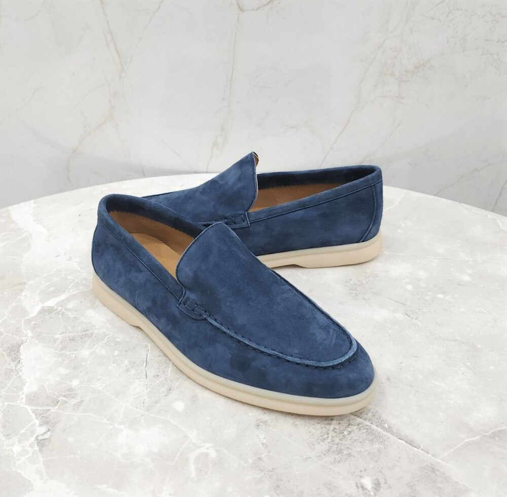 [럭스유] (새상품) 37.5 / 로로피아나 네이비 스웨이드 썸머워크 로퍼