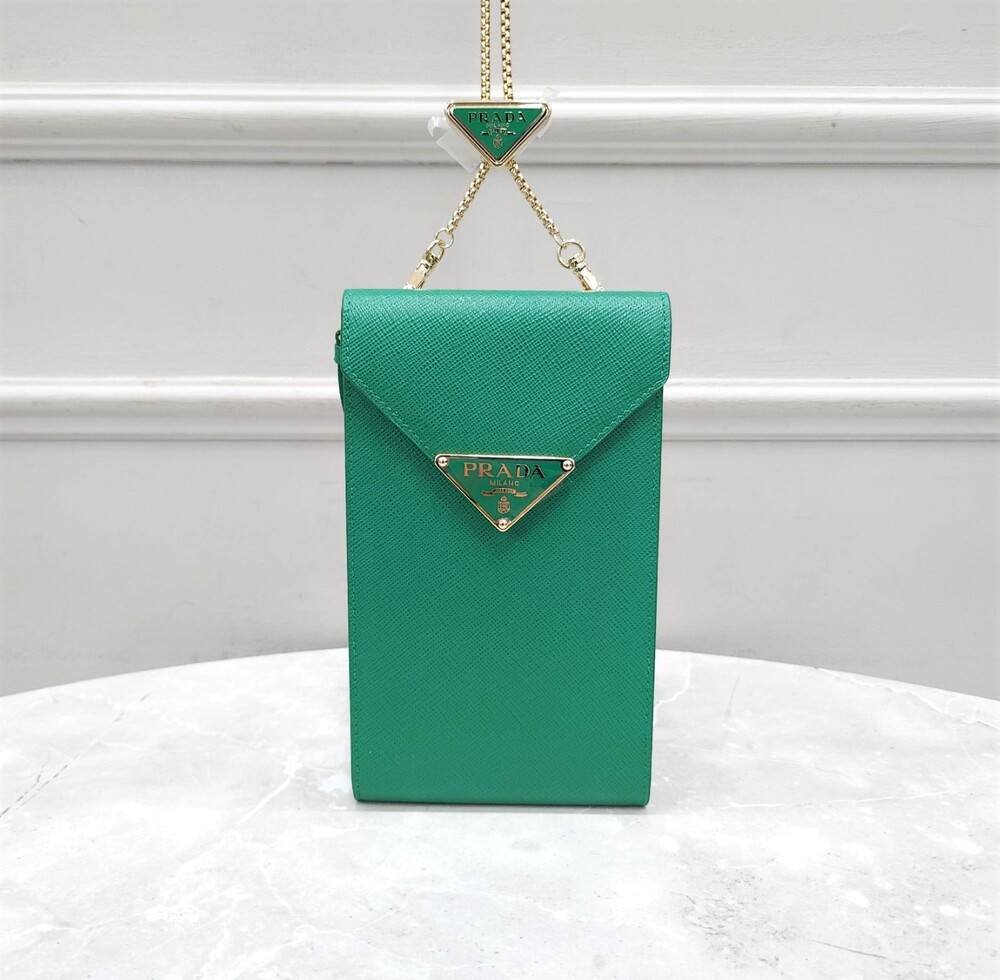 [럭스유] 프라다 그린 폰파우치 레더 미니백