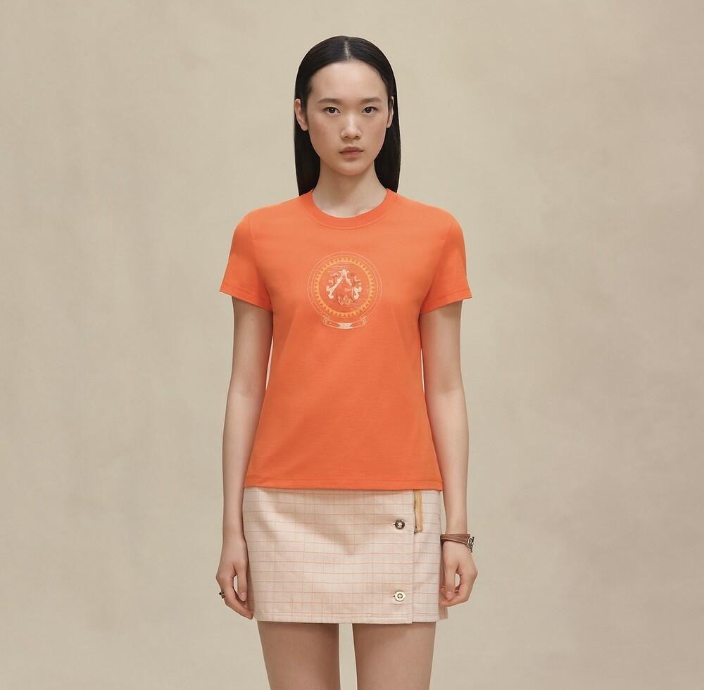 [럭스유] (새상품) 34 / 에르메스 프린티드 스트레이트 반팔 티셔츠