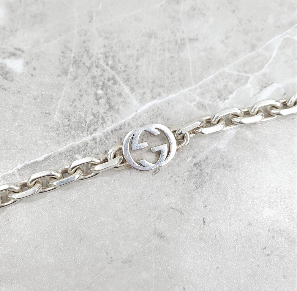 [럭스유] 구찌 GG 인터로킹 체인 실버 팔찌 18호 627068
