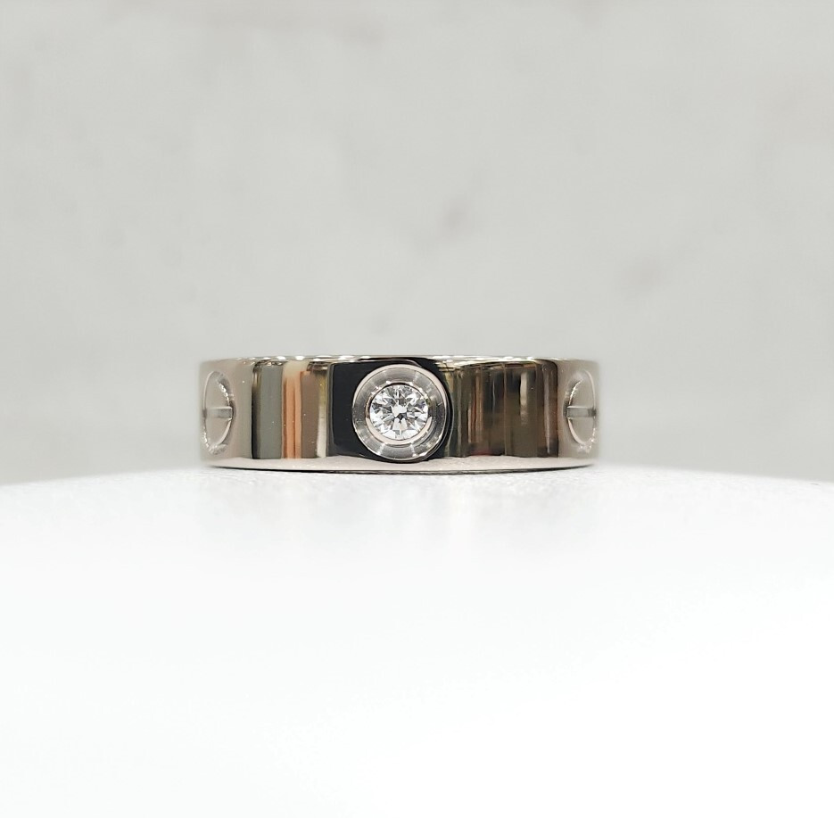 [럭스유] 까르띠에 다이아 3P 러브밴드 링 18K 화이트골드 55호