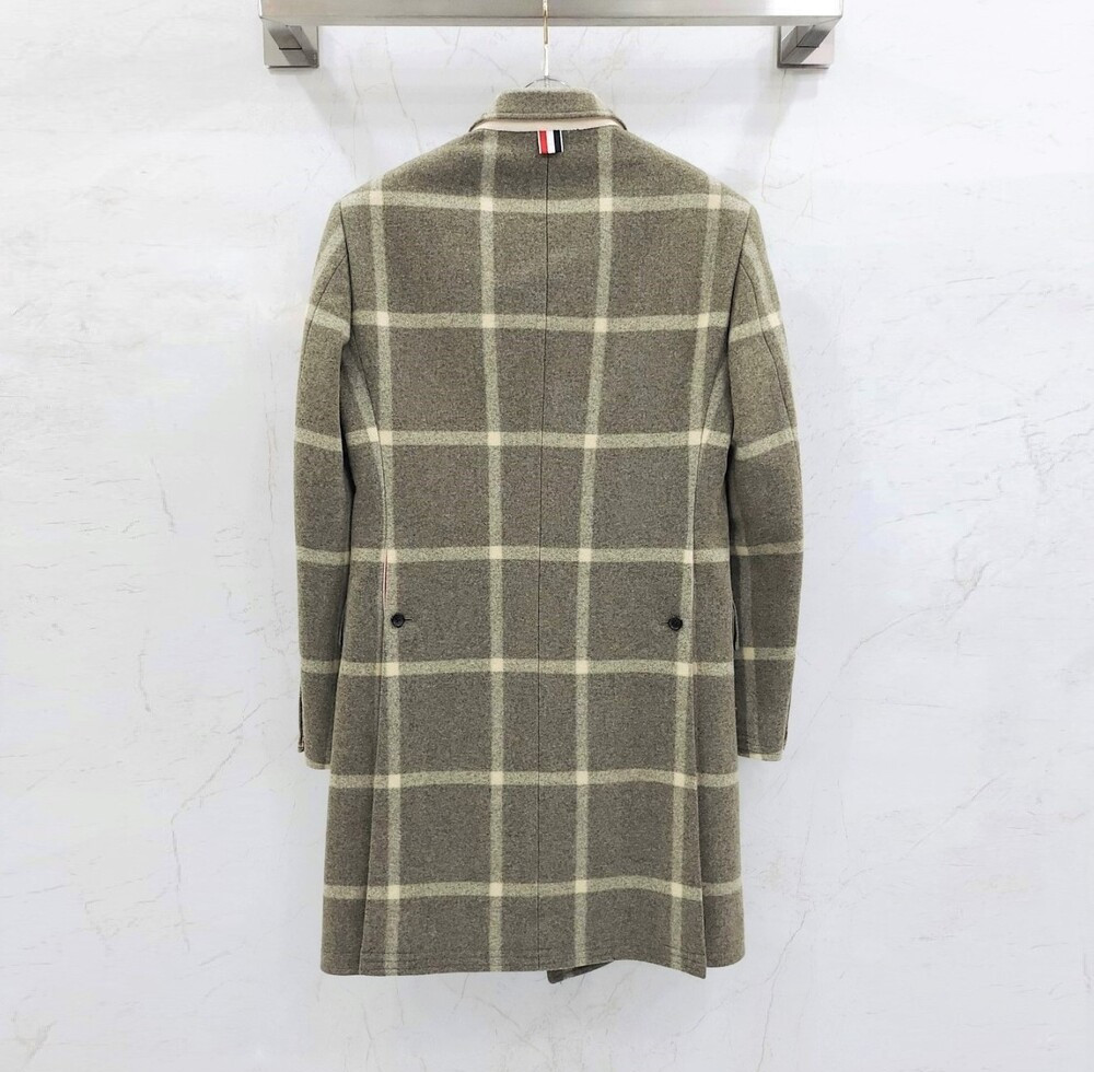 [럭스유] 0 / 톰브라운 체크 삼선 울 코트