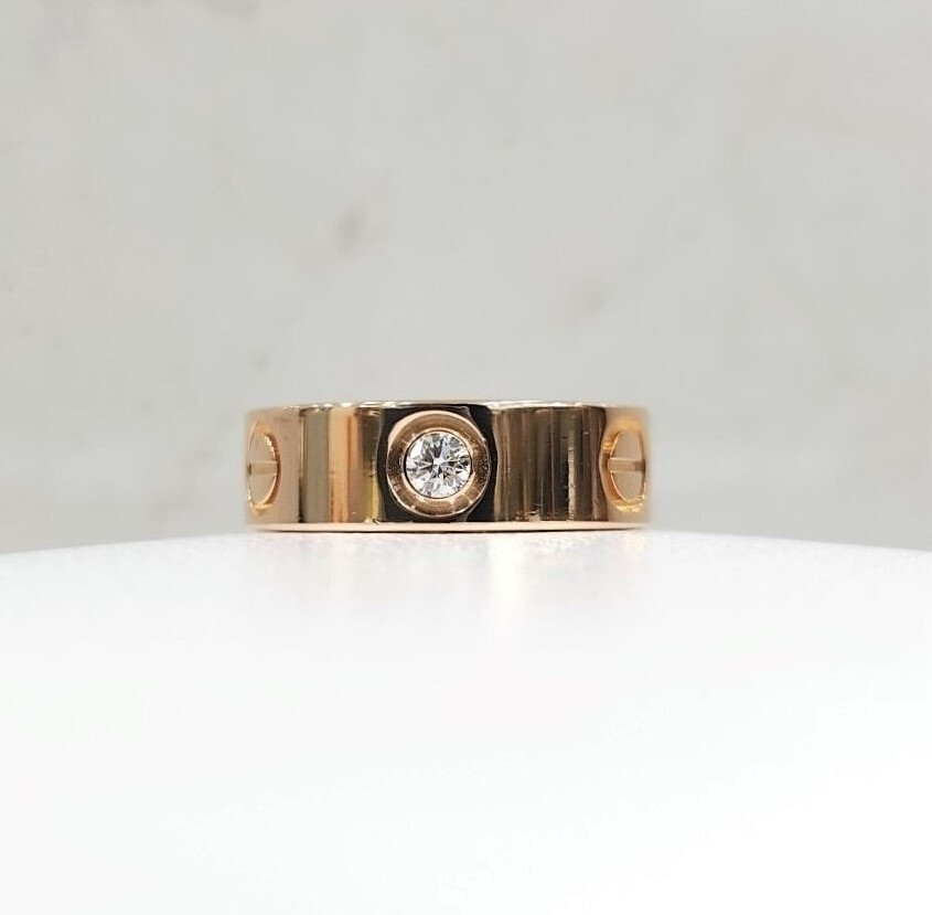 [럭스유] 까르띠에 다이아 3P 클래식 러브밴드 링 18K 핑크골드 47호