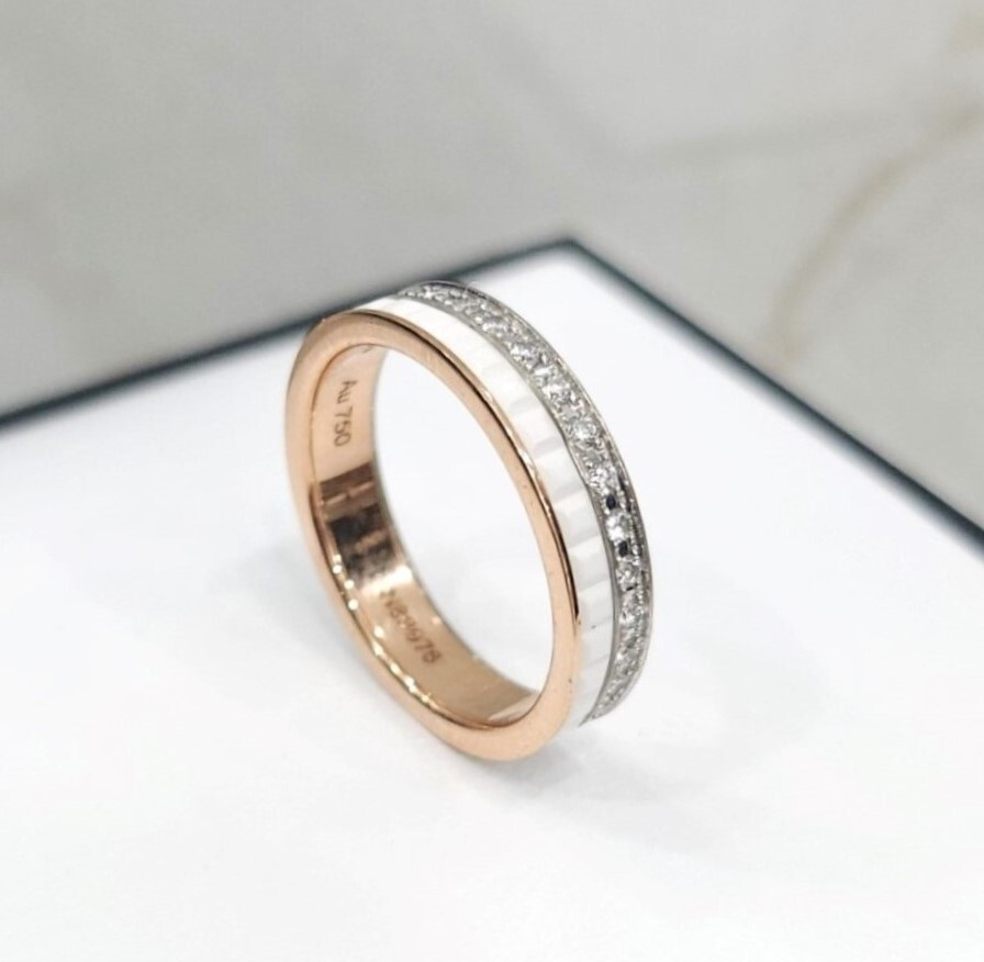 [럭스유] 부쉐론 다이아 콰트로 화이트 에디션 웨딩밴드 링 47호 JAL00237