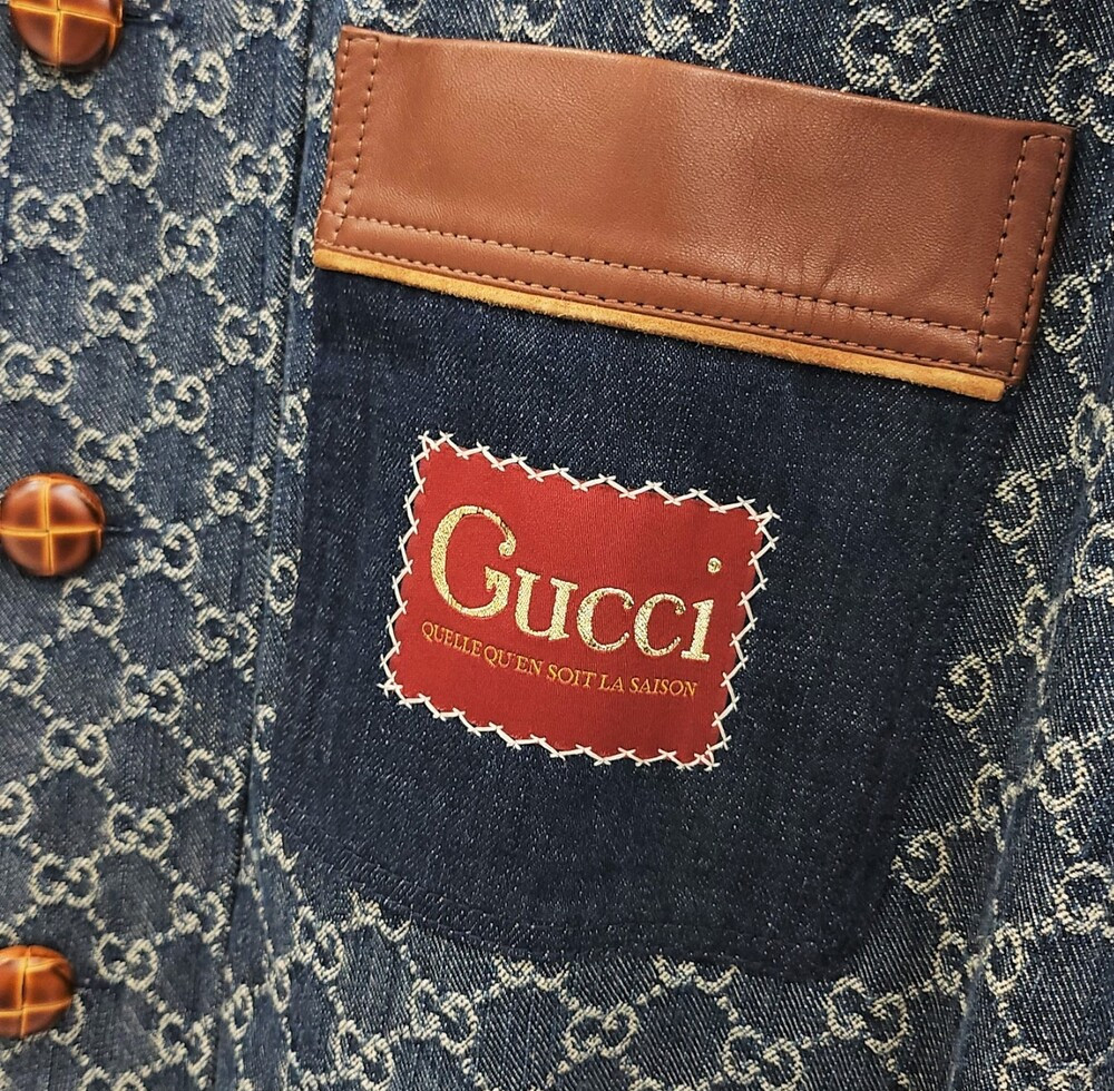 [럭스유] (새상품) 48 / 구찌 GG 에코 워시드 오가닉 봄버 데님 자켓