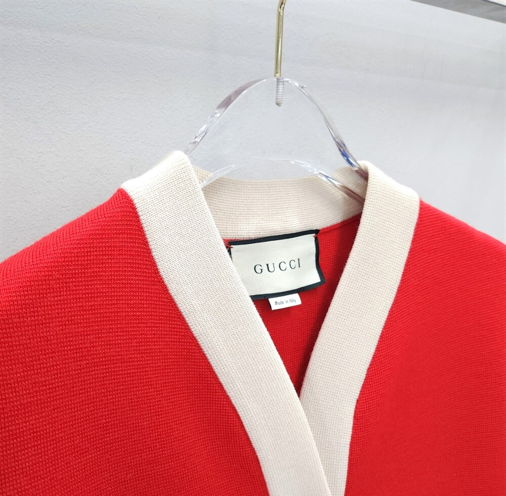 [럭스유] S / 구찌 자수 로고 브이넥 가디건