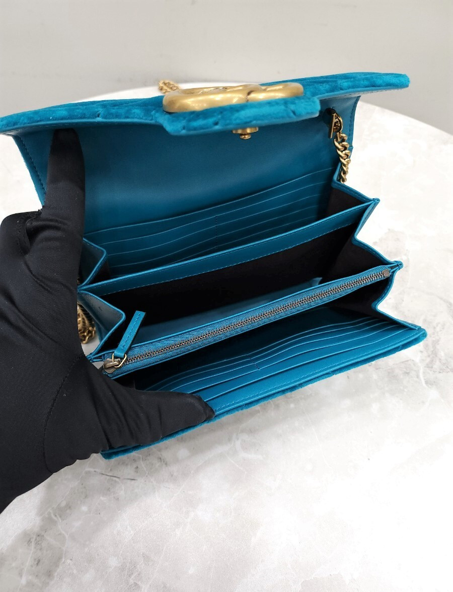 [럭스유] 구찌 GG 마틀라세 미니 벨벳 체인 숄더백