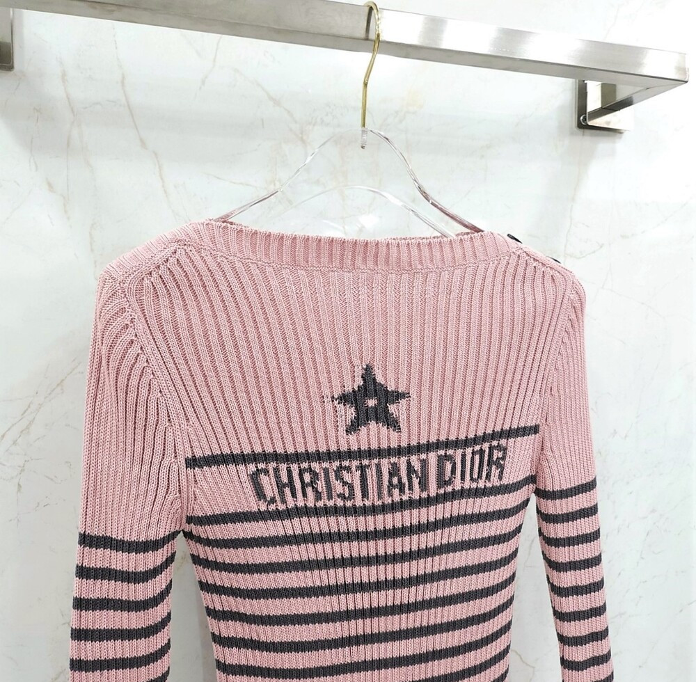[럭스유] (새상품) 36 / 디올 리비에라 코튼 니트 핑크 그레이