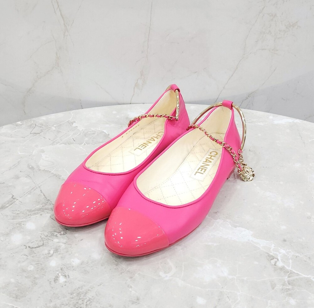 [럭스유] 37 / 샤넬 에나멜 발레리나 체인 플랫 슈즈 G38986