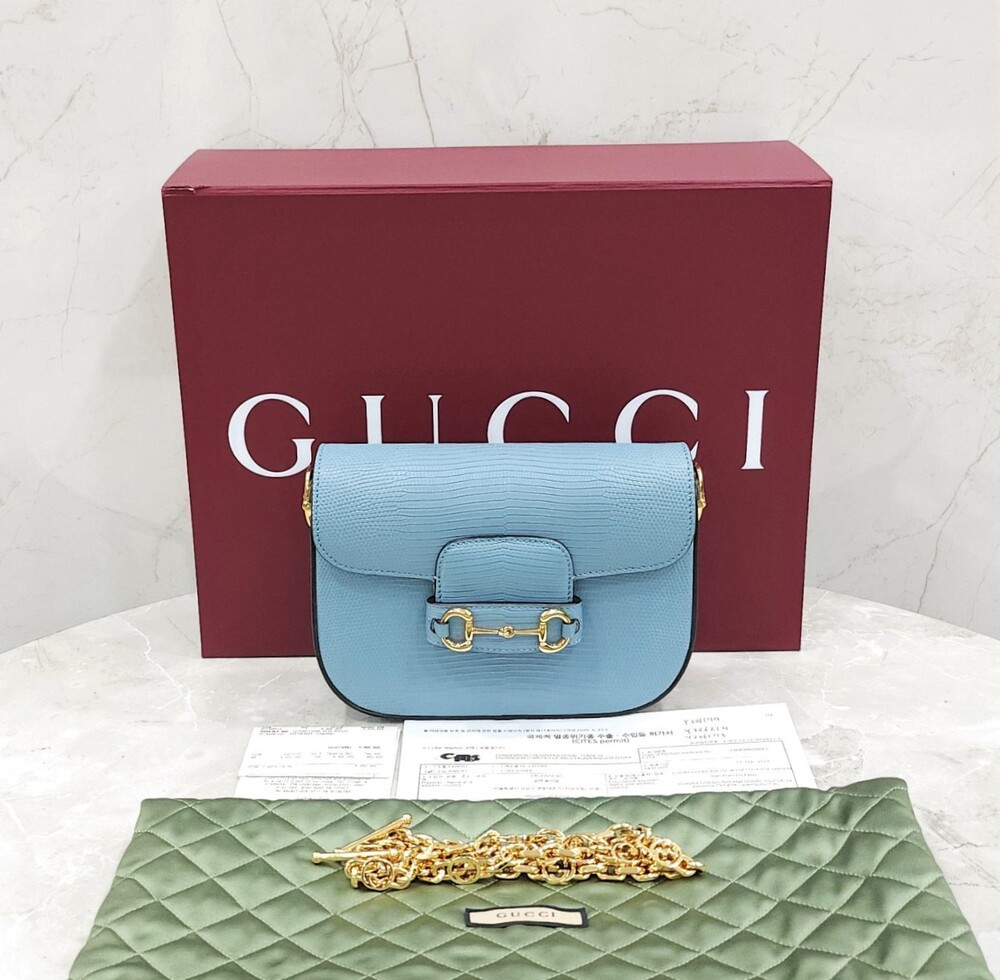 [럭스유] (새상품) 구찌 리자드 1955 홀스빗 블루 미니 백 675801