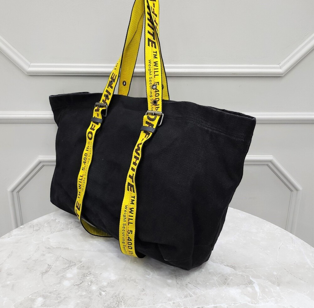 [럭스유] 오프화이트 로고 캔버스 인더스트리얼 토트백