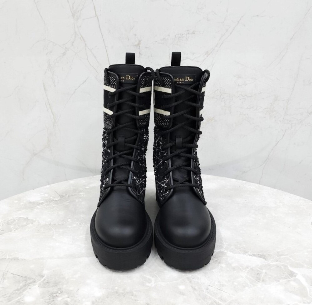 [럭스유] (새상품) 35 / 디올 D 메이저 앵클 부츠 까나쥬 트위드 KDT010CWY_S17X