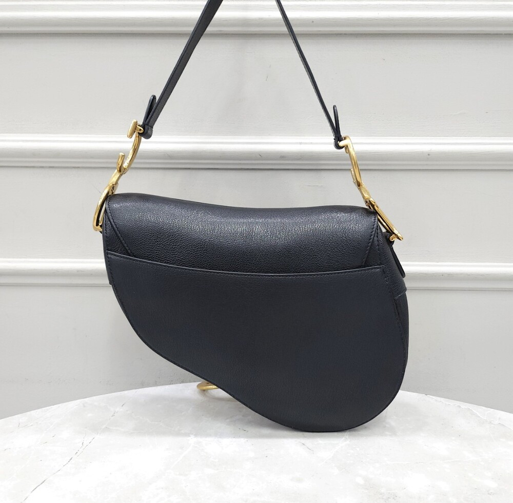 [럭스유] 디올 블랙 레더 새들 스트랩 백