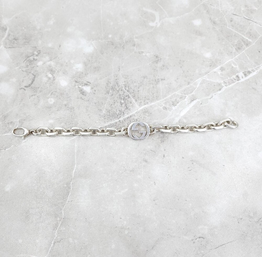 [럭스유] 구찌 GG 인터로킹 체인 실버 팔찌 18호 627068