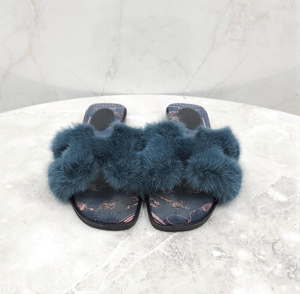 [럭스유] 38.5 / 에르메스 밍크 시어링 오란 샌들 슬리퍼