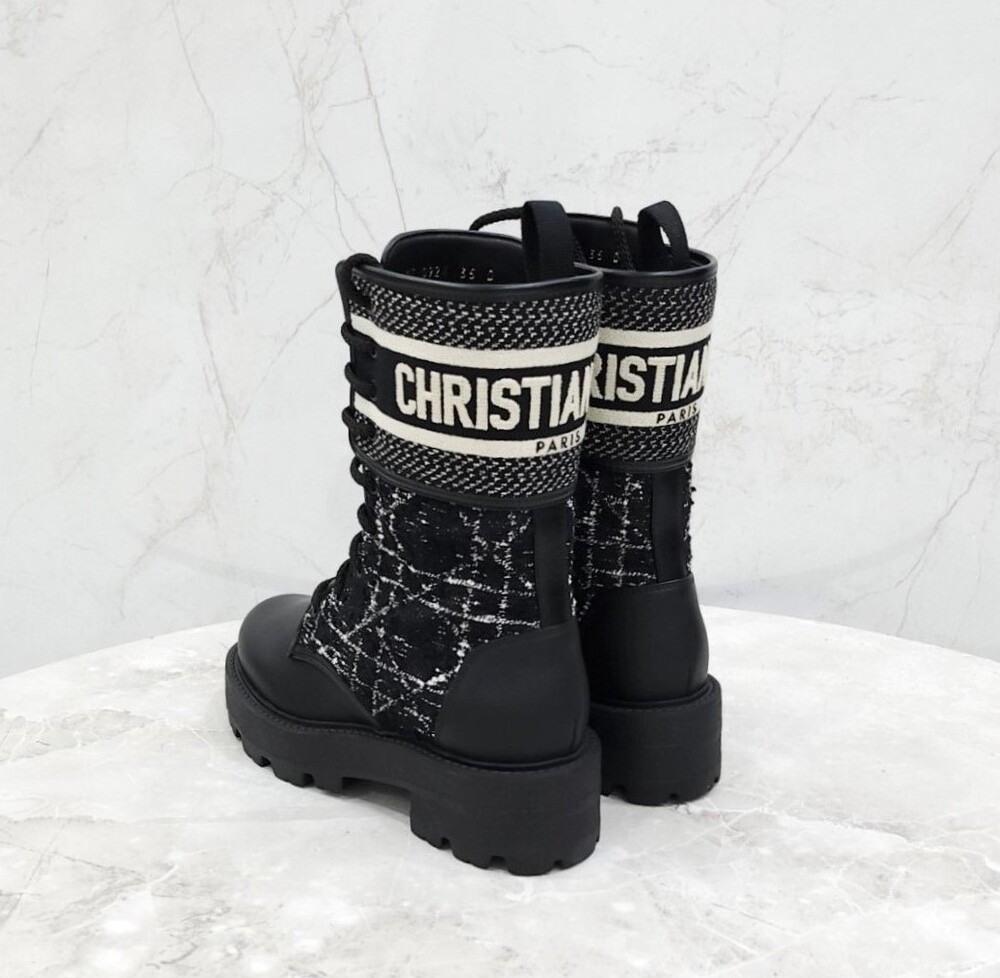 [럭스유] (새상품) 35 / 디올 D 메이저 앵클 부츠 까나쥬 트위드 KDT010CWY_S17X