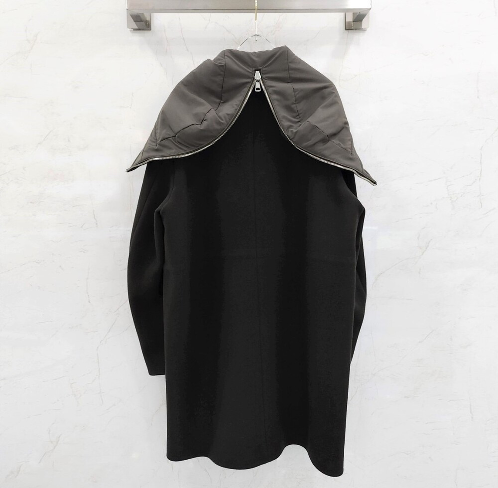 [럭스유] 44 / 준지 카키 투톤 지퍼 후드 모 롱 코트