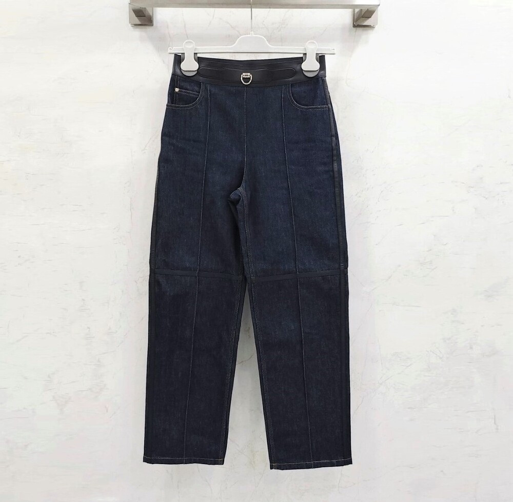 [럭스유] (새상품) 36 / 에르메스 램스킨 진청 데님 팬츠