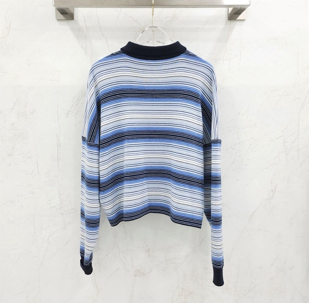 [럭스유] S / 셀린느 트리옹프 폴로 셔츠 스트라이프 울 라이트 블루 2AO9A099O