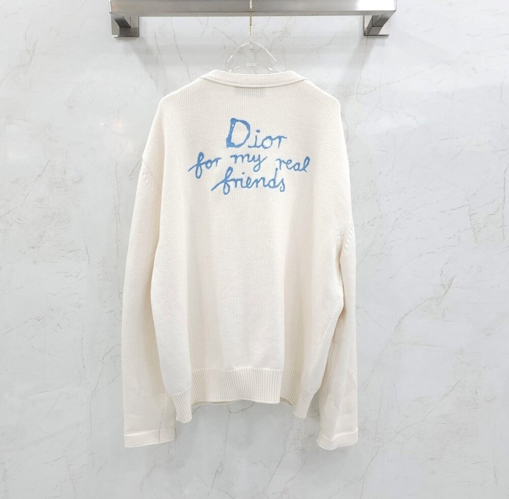 [럭스유] (새상품) 3XL / 디올 화이트 코튼 블렌드 저지 가디건 583M219A3003