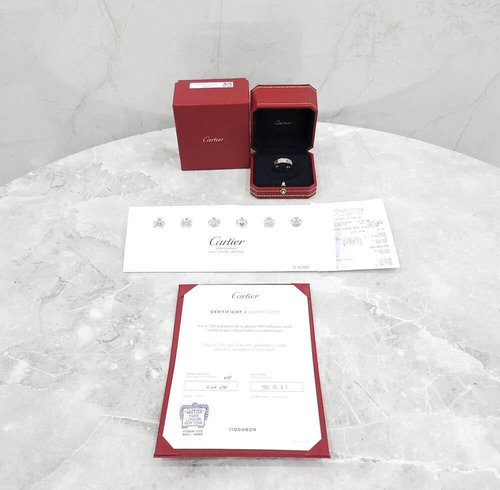 [럭스유] 까르띠에 다이아 3P 러브밴드 링 18K 화이트골드 55호