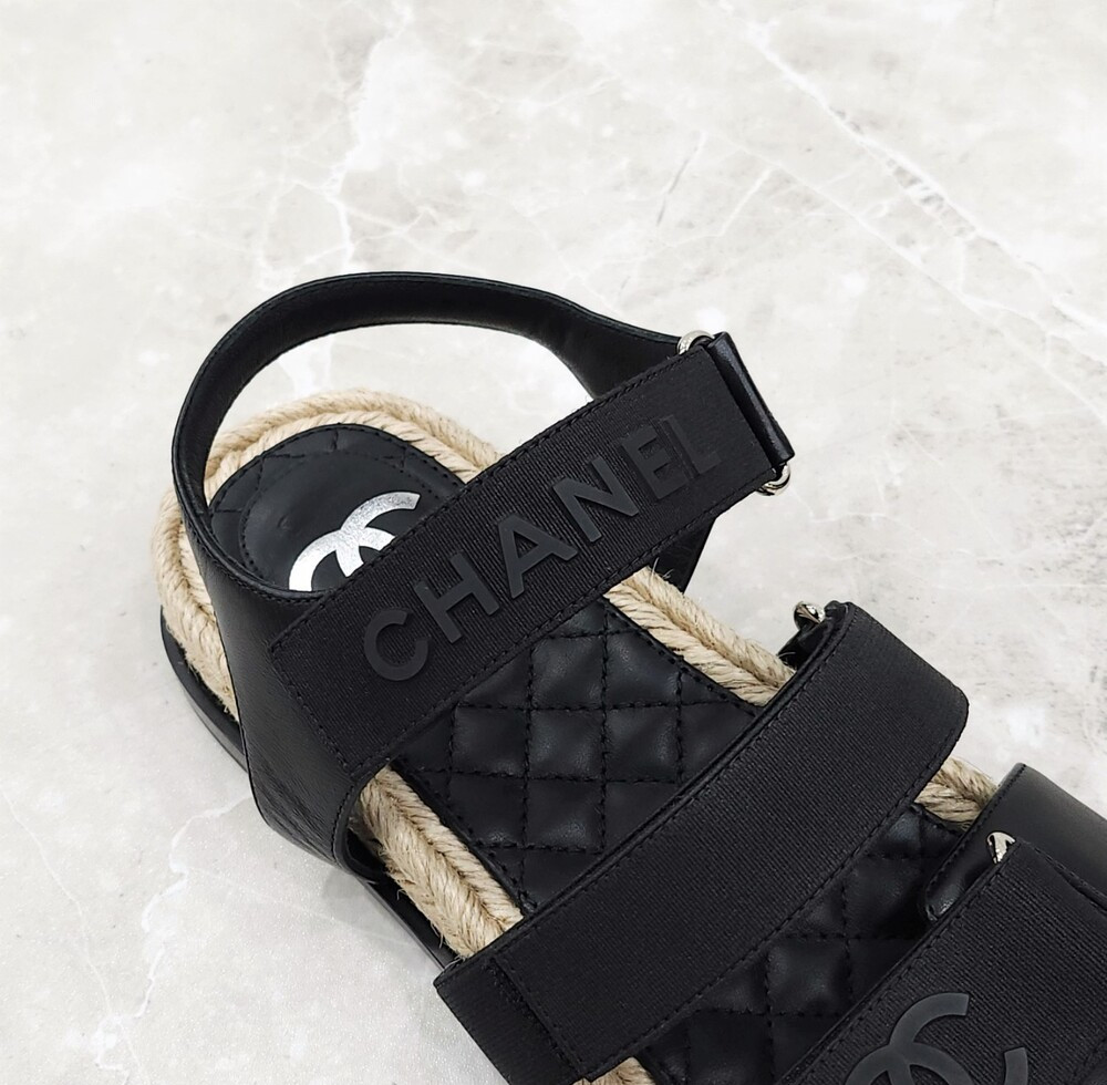 [럭스유] (새상품) 36 / 샤넬 CC로고 벨크로 에스파듀 샌들 G38177