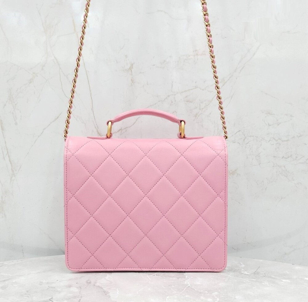 [럭스유] 샤넬 핑크 탑핸들 플랩백 신형내장칩