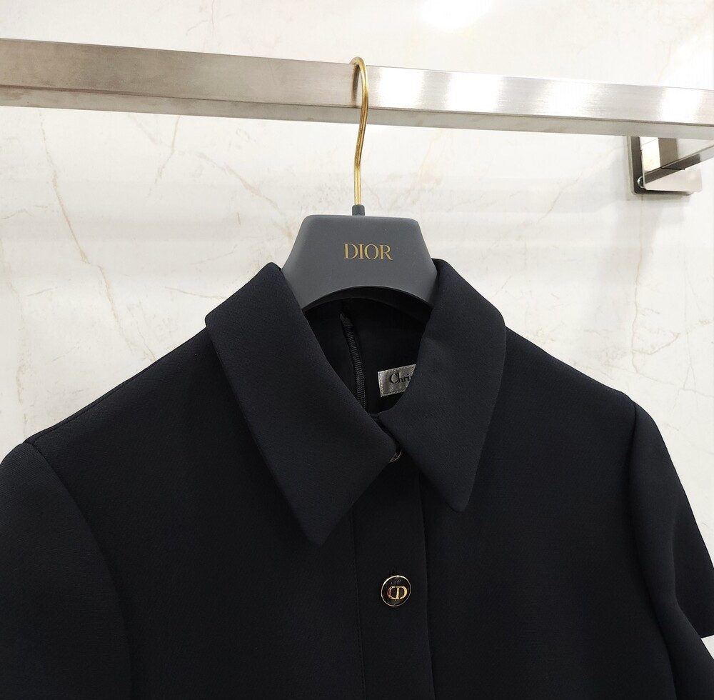 [럭스유] (새상품) 36 / 디올 CD 버튼 피디드 드레스 블랙 울실크 111R07A1166_X9009