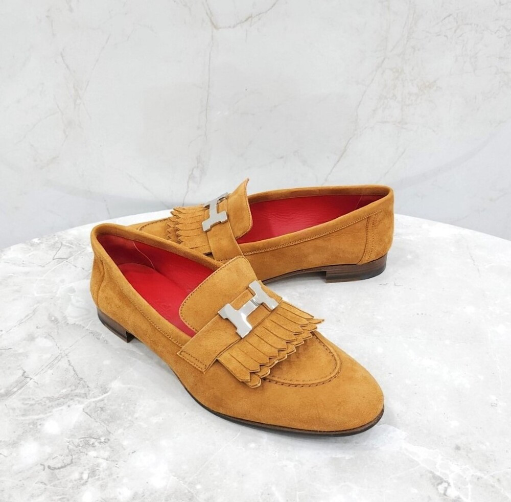 [럭스유] 37.5 / 에르메스 로얄 로퍼 스웨이드 골드 은장