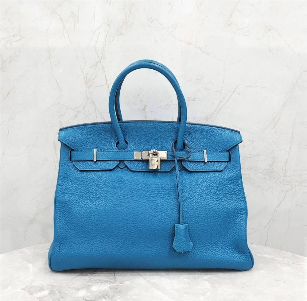 [럭스유] 에르메스 벌킨 35 토고 블루 은장 Q각인