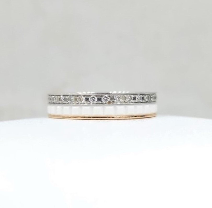 [럭스유] 부쉐론 콰트로 화이트 에디션 웨딩밴드 링 46호