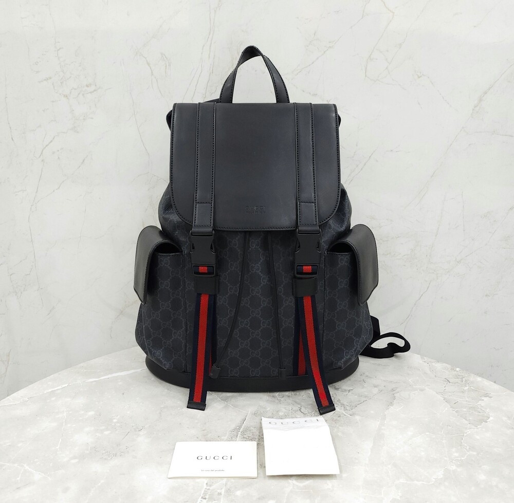 [럭스유] 구찌 웹 스트랩 GG 수프림 캔버스 백팩 495563