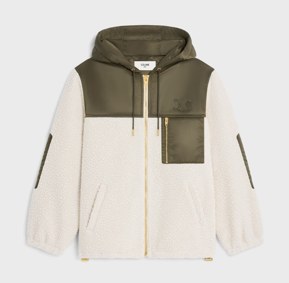 [럭스유] (새상품) 34 / 셀린느 플리스 퍼 이펙트 캐시미어 자켓 카키 RV0EU536S