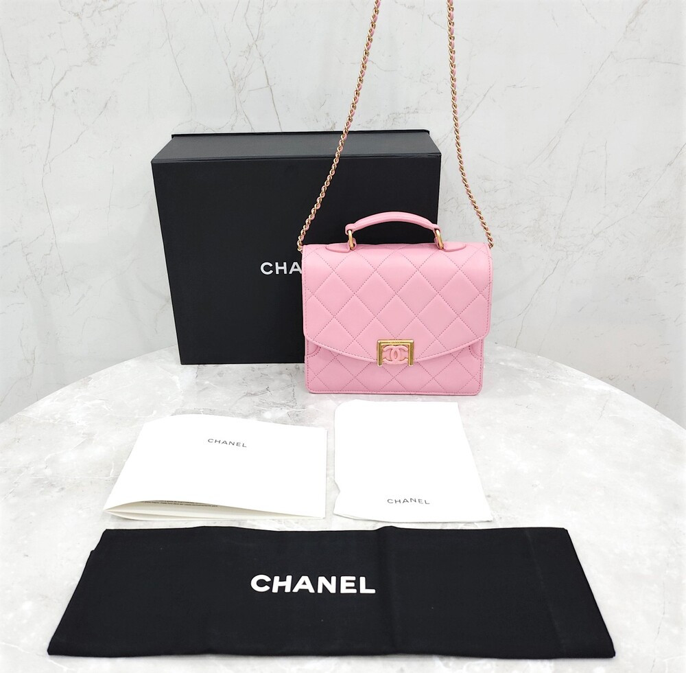 [럭스유] 샤넬 핑크 탑핸들 플랩백 신형내장칩