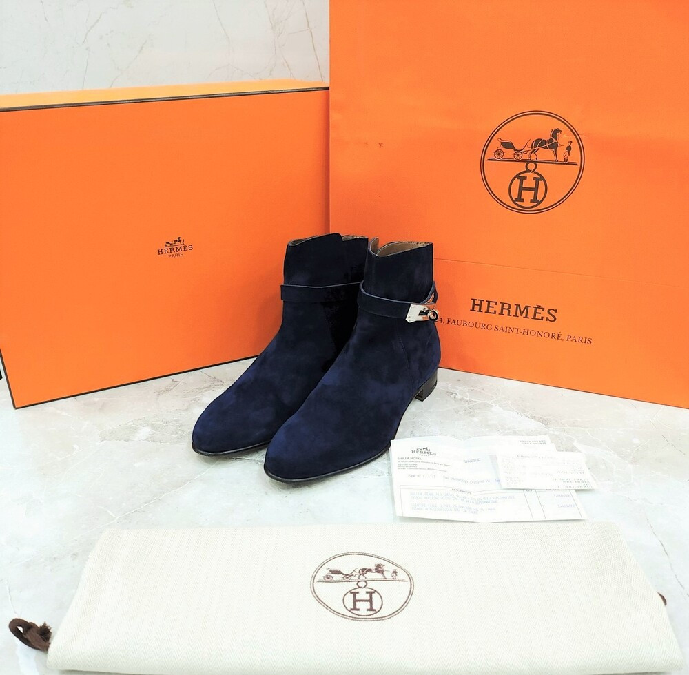 [럭스유] 37 / 에르메스 스웨이드 네이비 켈리 부츠