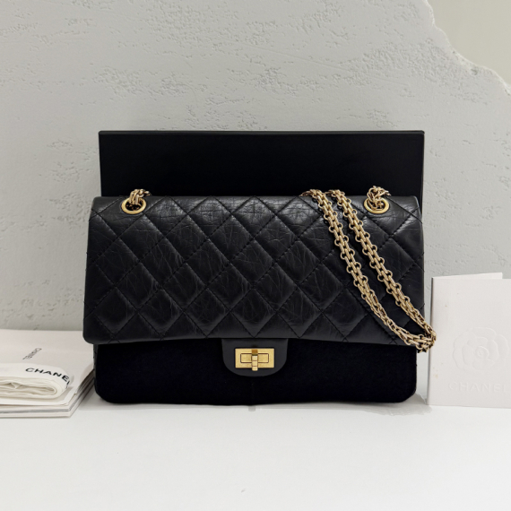 샤넬 2.55 빈티지 카프스킨 금장 라지 플랩 숄더백 19번대 A37587