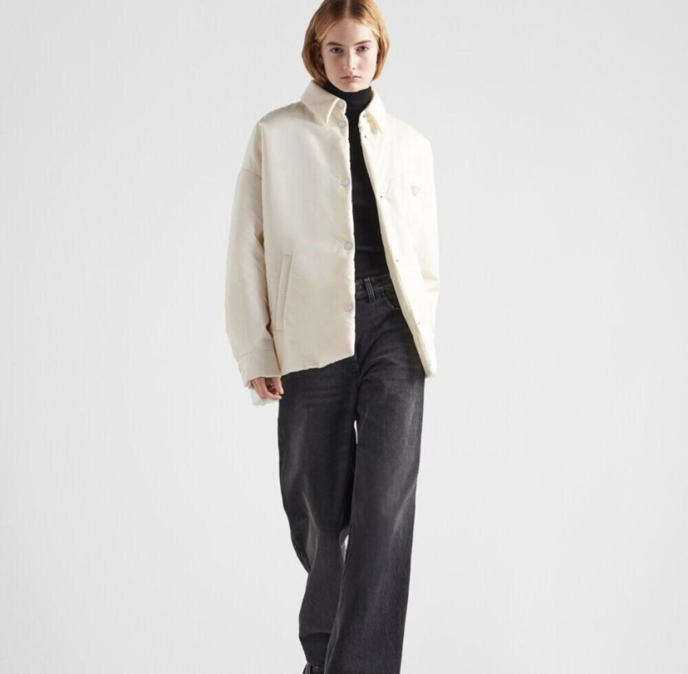 [럭스유] 36 / 프라다 여성 리나일론 삼각로고 셔츠 패딩 자켓 291968