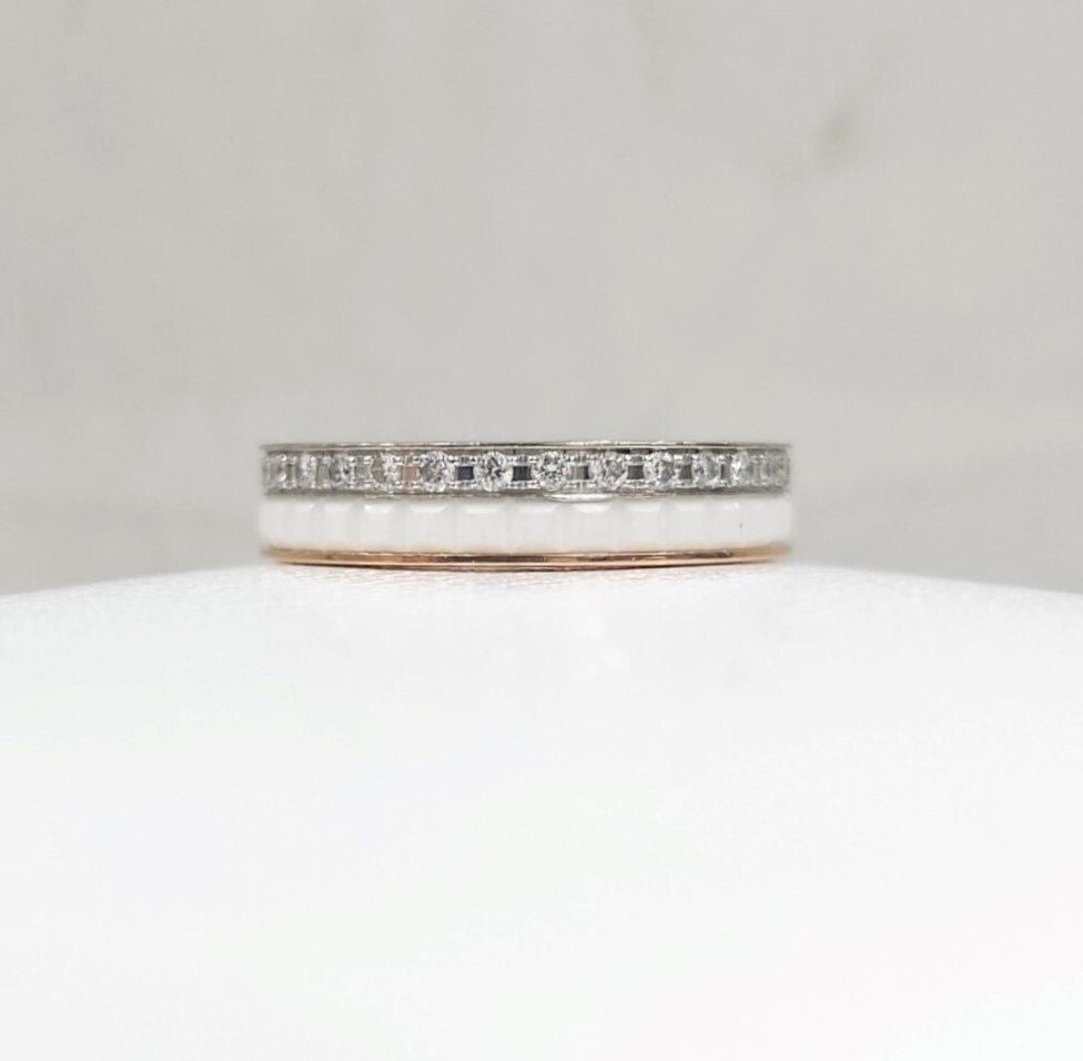 [럭스유] 부쉐론 다이아 콰트로 화이트 에디션 웨딩밴드 링 47호 JAL00237