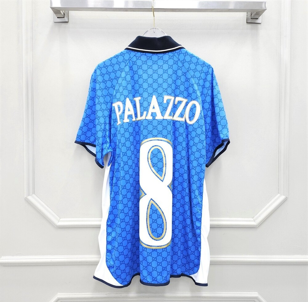 [럭스유] L / 구찌 X 팔라스 프린트 올오버 GG 테크니컬 저지 반팔 티셔츠