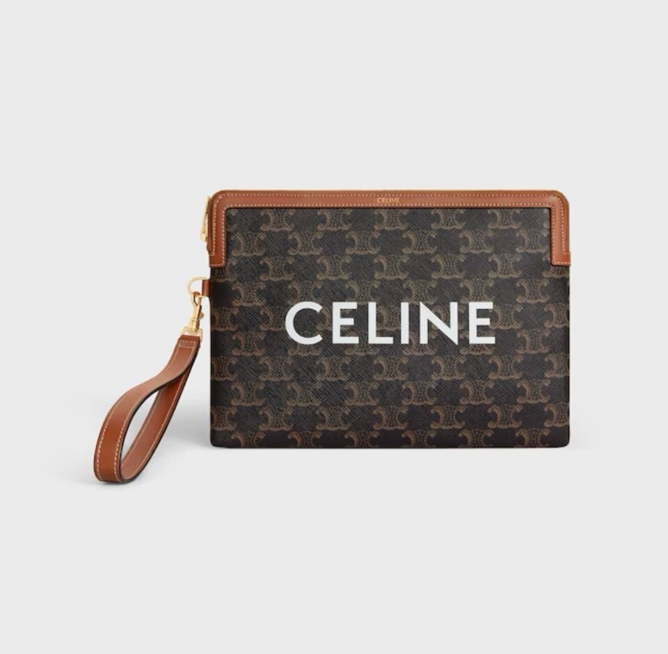 [럭스유] 셀린느 스몰 퀴르 트리옹프 스트랩 파우치 탄 10J502FES