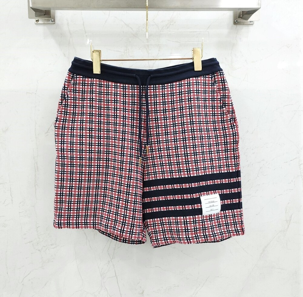 [럭스유] 2 / 톰브라운 체크 4바 스웨트 코튼 쇼츠 MJG194A