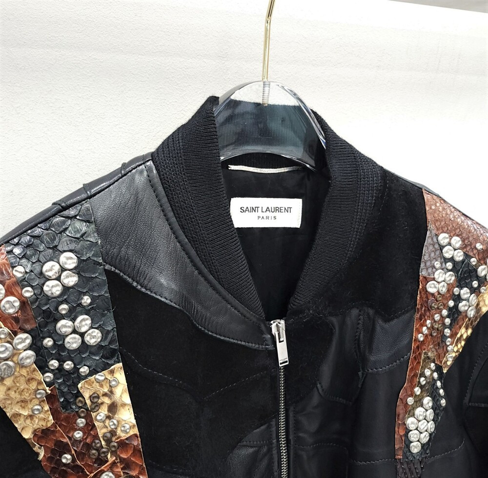 [럭스유] 52 / 생로랑 블랙 패치워크 레더 자켓