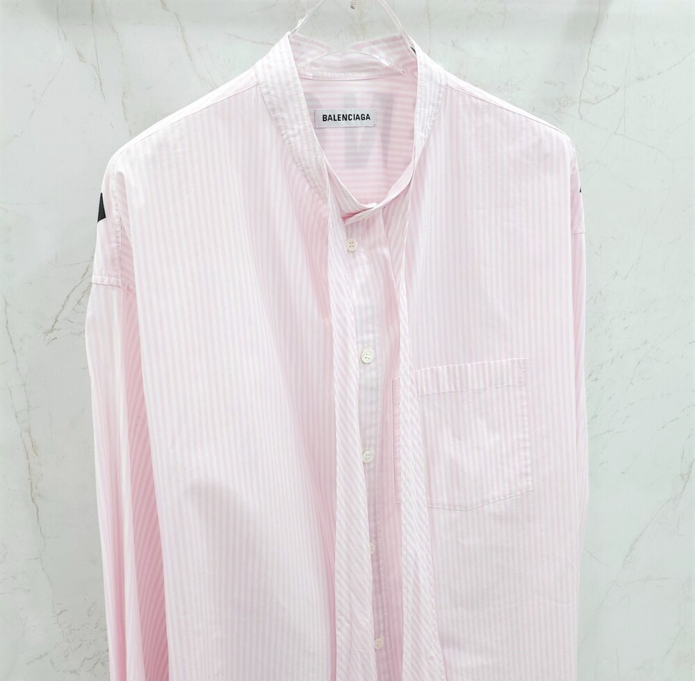[럭스유] (새상품) 32 / 발렌시아가 핑크 스트라이프 백로고 뉴 스윙 셔츠