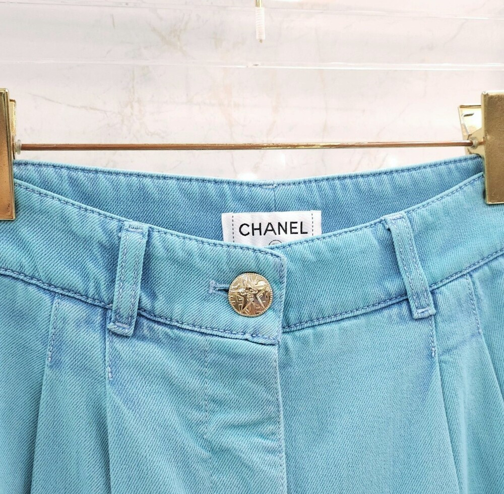 [럭스유] (새상품) 34 / 샤넬 네온 블루 워싱 데님 팬츠