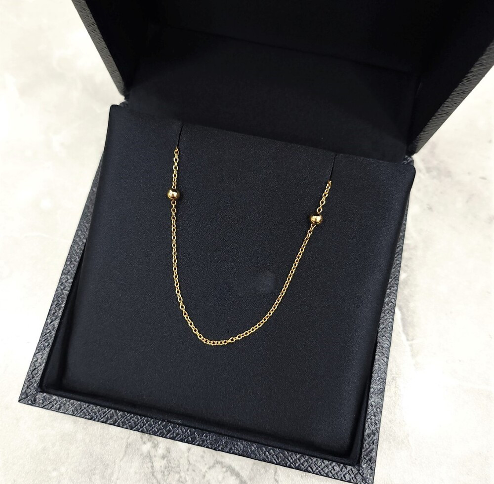 [럭스유] (새상품) 프라다 삼각로고 골드볼 목걸이