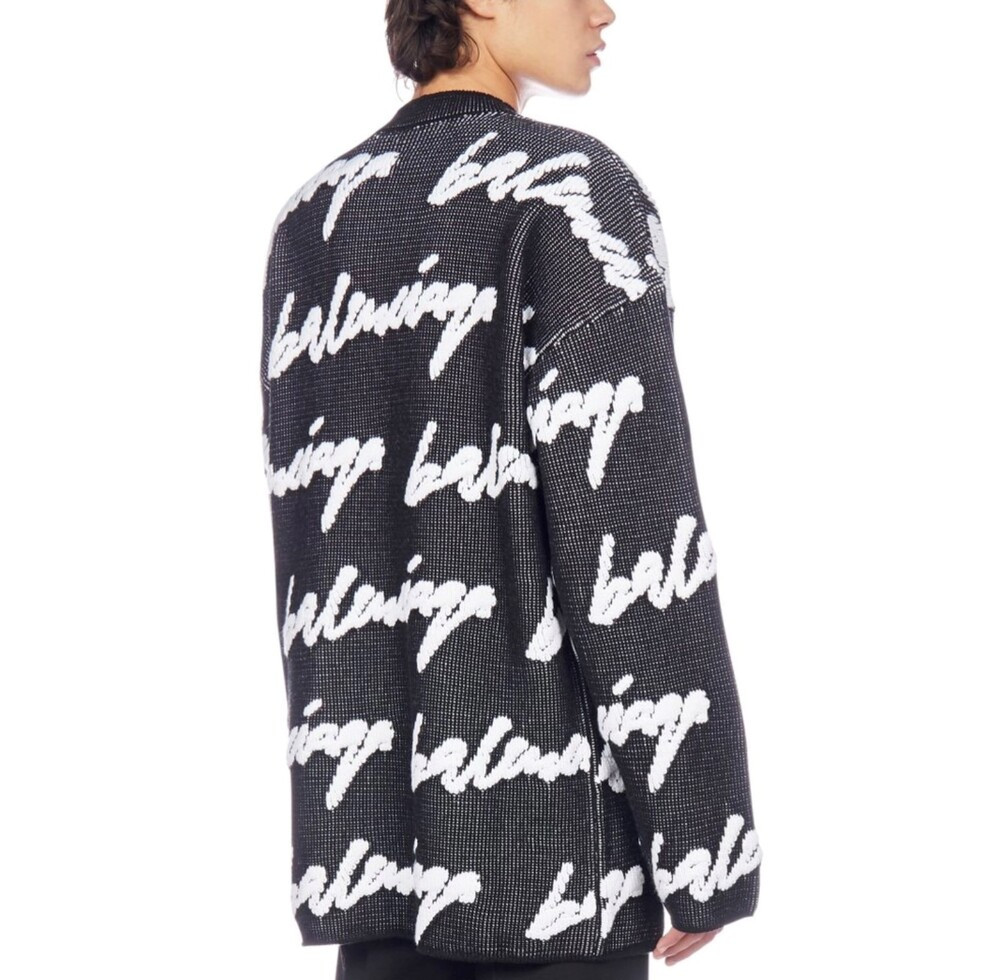 [럭스유] L / 발렌시아가 코튼 3D 스크리블 로고 니트