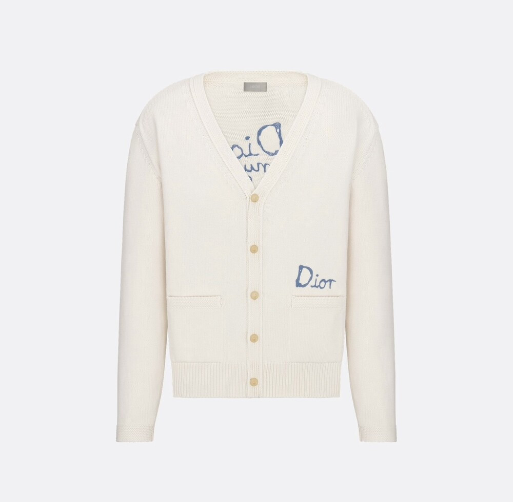 [럭스유] (새상품) 3XL / 디올 화이트 코튼 블렌드 저지 가디건 583M219A3003