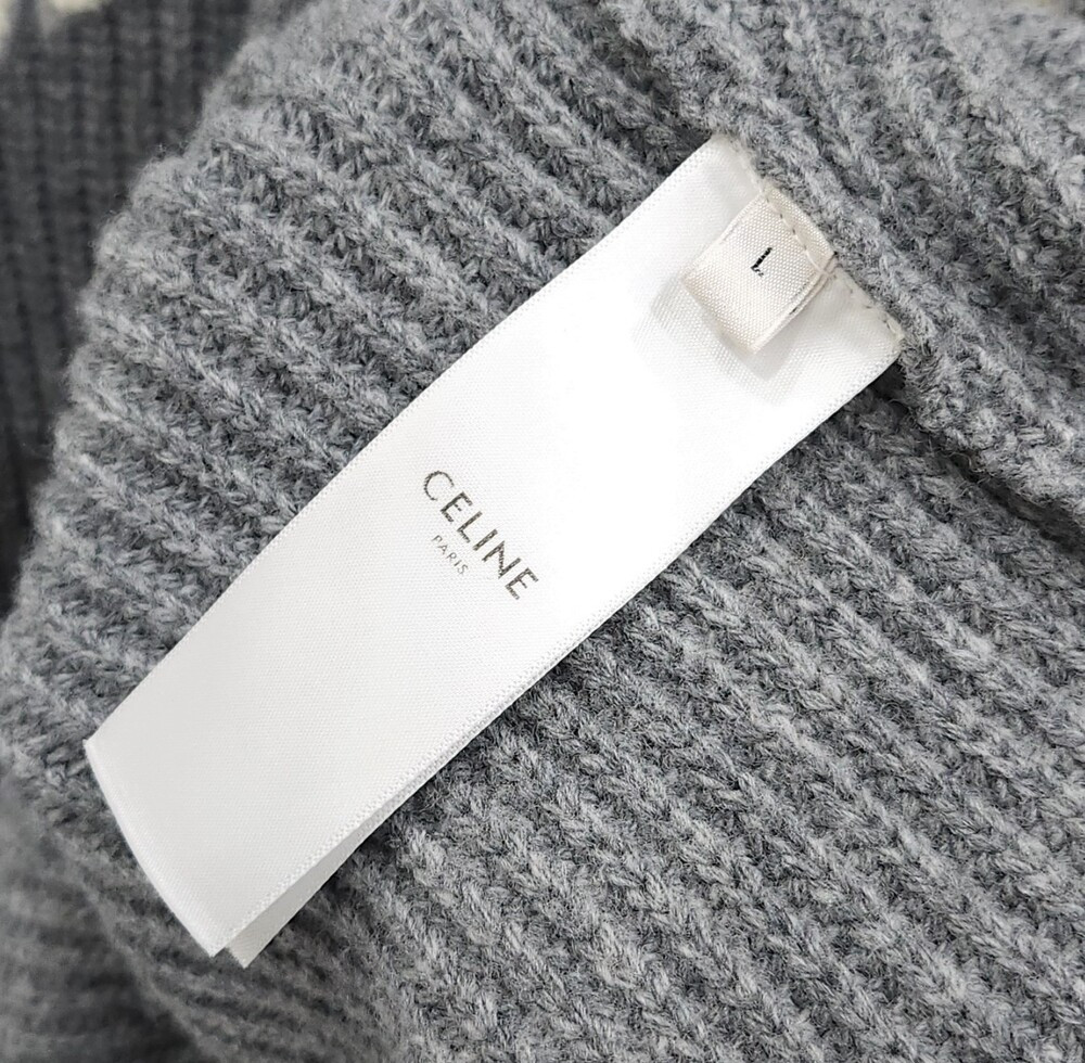 [럭스유] L / 셀린느 로고 리브드 니트 울 스웨터 후드 RY09M0R26.09GM