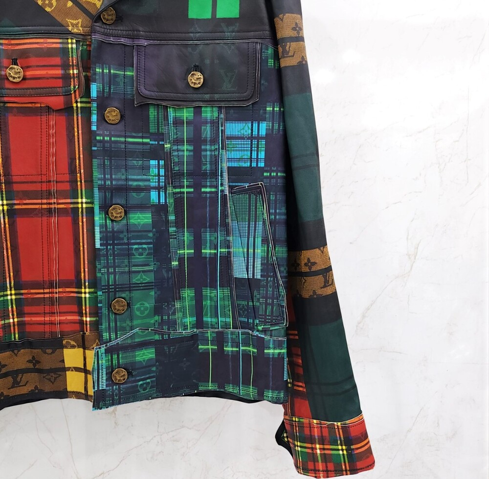 [럭스유] (새상품) 46 / 루이비통 로우 엣지 멀티체크 레더 자켓 1A98CD