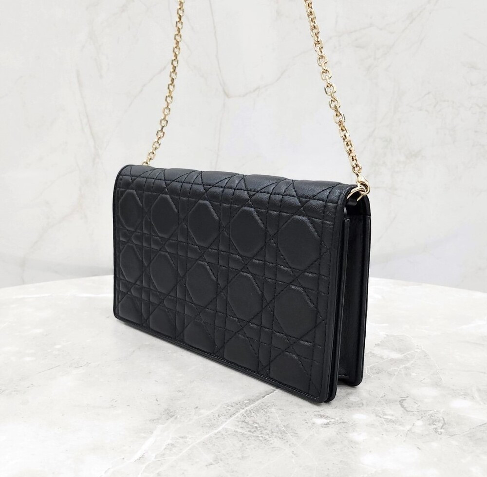 [럭스유] 디올 레이디 디올 파우치 체인백 블랙 까나쥬 S0204ONMJ